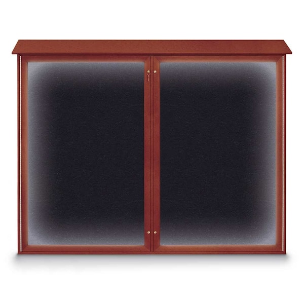 24"x36" 1-Door Enclosed Outdoor Letterboard, Blue Felt/Black Alum